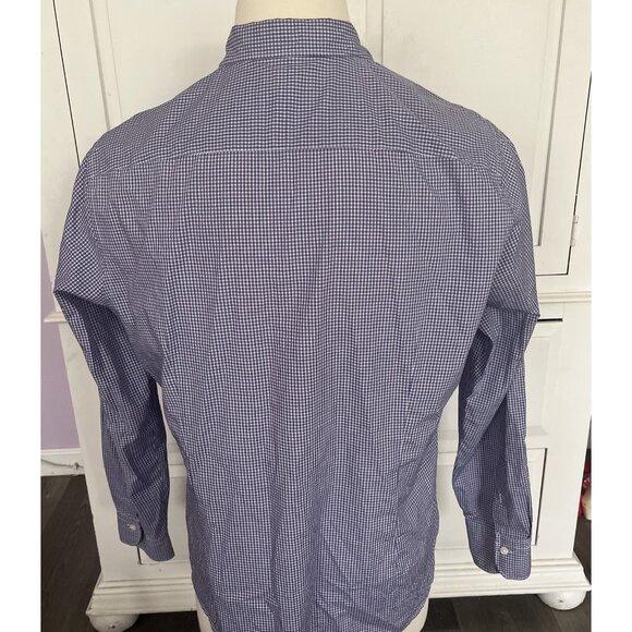 Vince Shirt Button Up Men's XL Long Sleeve Purple Blue Checkered EUC - Picture 5 of 6